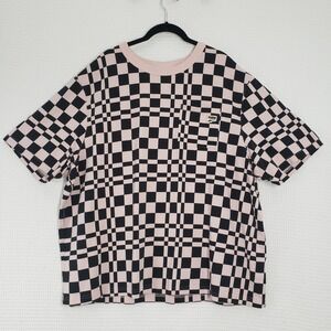 Puma Pocket T-Shirt Mens XXL Pink Black Checkerboard Oversized Streetwear Tee